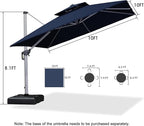 PURPLE LEAF 10ft Patio Umbrella Outdoor Square Umbrella Large Cantilever Umbrella Windproof Offset Heavy Duty Sun for Garden Deck Pool Patio, Navy Blue - Image 8