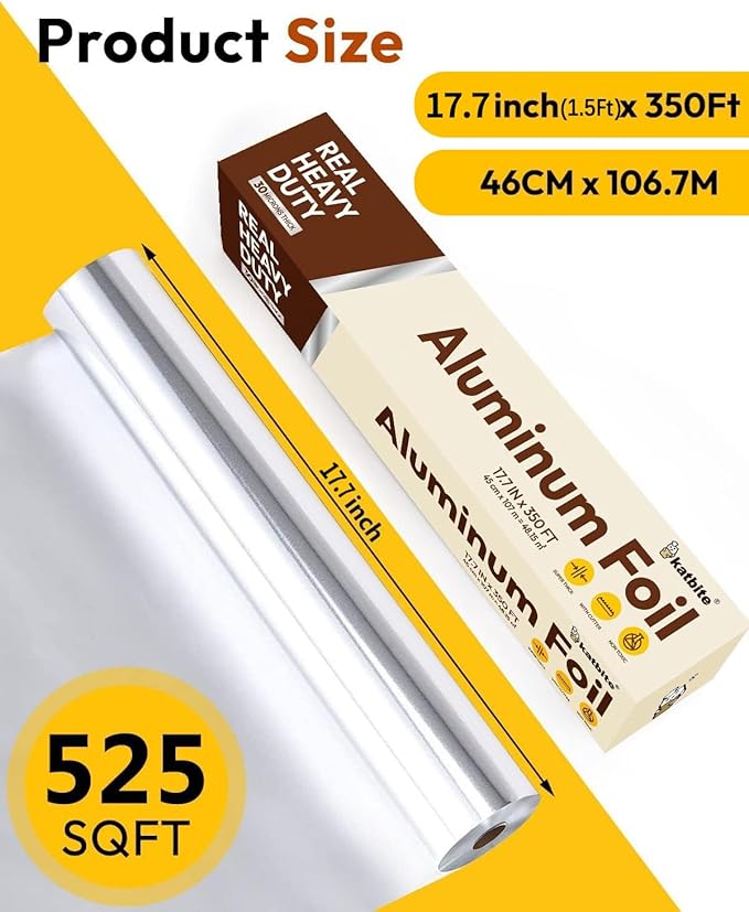 Katbite Aluminum Foil Heavy Duty 17.7 Inch Wide, 30 Micron Thick Strong Heavy - Image 2