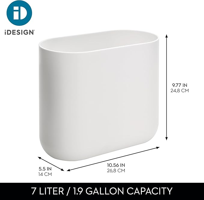 iDesign Small Slim Plastic Bathroom Trash Can, Garbage Can - Image 4