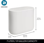 iDesign Small Slim Plastic Bathroom Trash Can, Garbage Can - Image 4