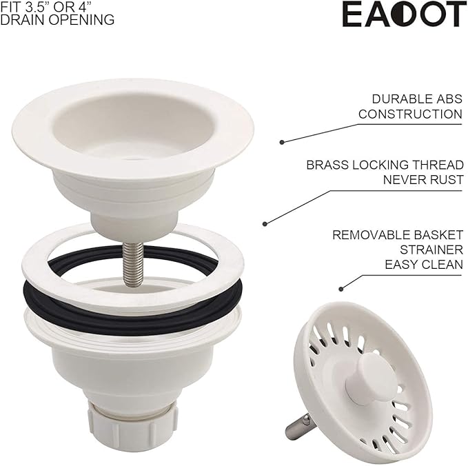 White Polymer Drain Kitchen Sink Drain Assembly - Image 6
