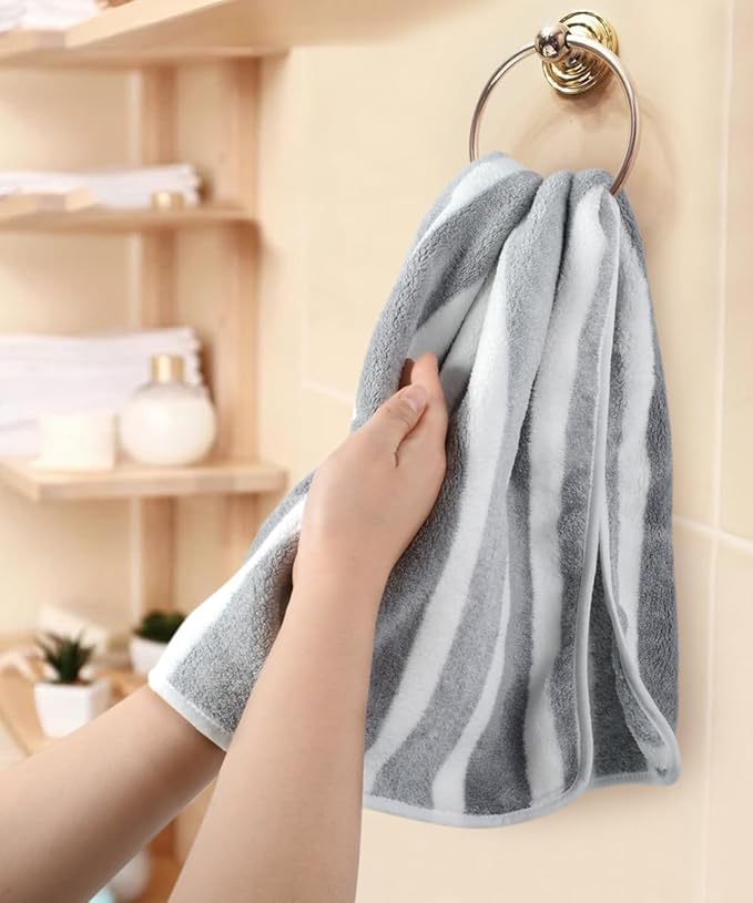 KinHwa Microfiber Hand Towels for Bathroom Soft and Absorbent Face Towels Grey - Image 5