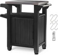 Keter Unity Small 40 Gallon Grill Prep Table and Storage Cart, Grey – BBQ Station with Wheels and Stainless Steel Top, Portable Serving Stand for Patio, Deck, and Backyard by Keter