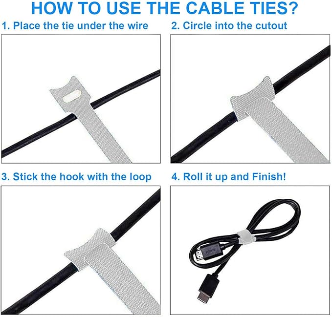 60 PCS 6 Inches Reusable Cable Ties, Wire Ties, Cord Organizer, Cable Organizer - Image 3