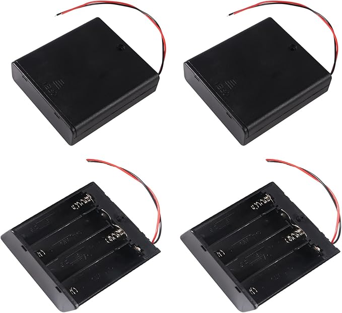 4Pcs 4 Slots 1.5V AA Battery Case Holder 4 x 1.5V AA Battery Spring Clip by AITIAO