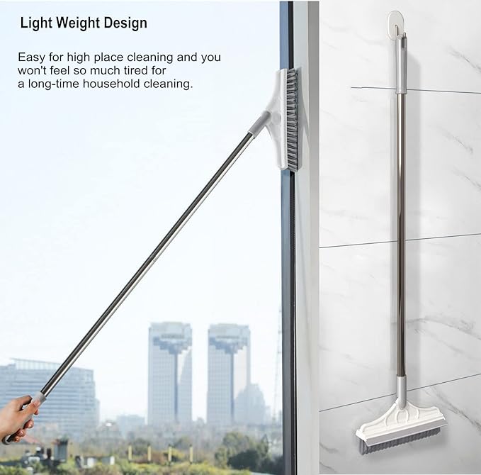 2 in 1 Cleaning Scrub Brush Grout Brush Scrapee 3 Poles 47.6'' Floor Scrub Brush - Image 4