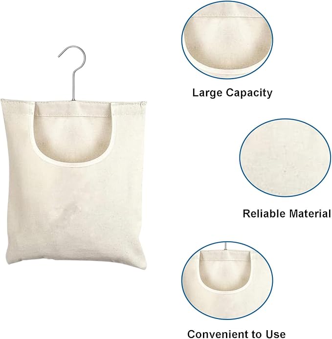 Ragyzity Canvas Clothespin Bag, Zipper Closure, Portable Clothes Pin Hanging Bag - Image 2
