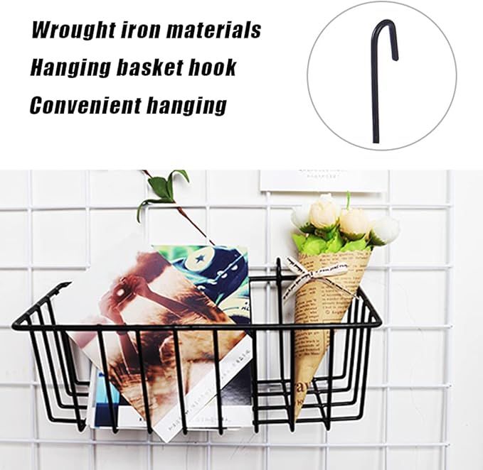 3 Pack Grid Panel Hanging Wire Basket, Storage and Display Basket - Image 4