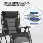 Zero Gravity Chair Oversized Padded Recliner with Adjustable Headrest & Cup Holder - XL 600D Oxford Folding Lounge Chair for Outdoor Camping, Patio, Poolside (Black & Gray) - Image 6