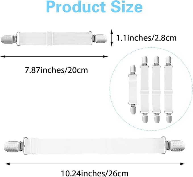 Ironing Board Cover Fasteners Binding 4 PC Elastic Straps Clips Keep Cushions - Image 2