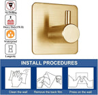 Gold Adhesive Hooks 15LB, Non Tarnish Sticky Hooks - Image 2