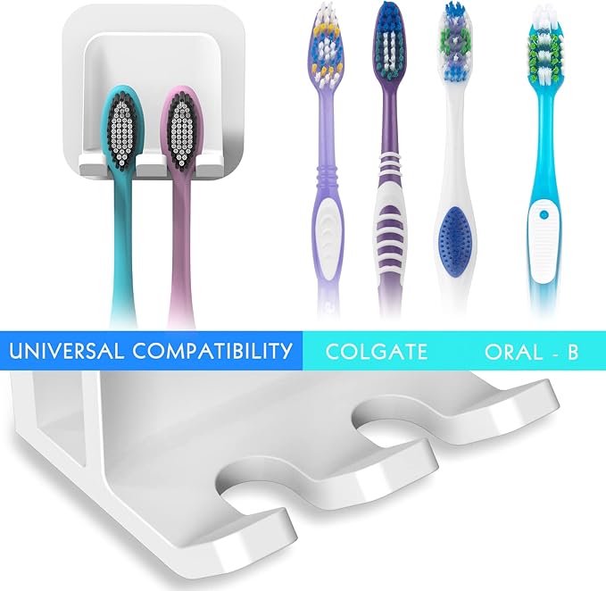 2 PCS Self-Adhesive Toothbrush Holders Wall Mounted, Water Proof Toothbrush Hook - Image 3