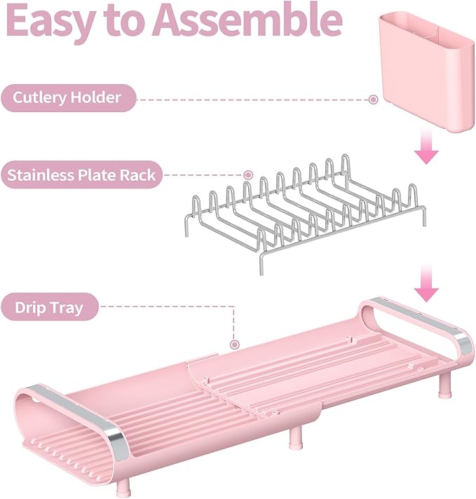 TOOLF Small Dish Drying Rack, Mini Expandable Compact Dish Rack, Slim - Image 7