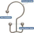 Titanker Shower Curtain Hooks Matte Nickel, Minimalist Simple Double Glide - Image 6