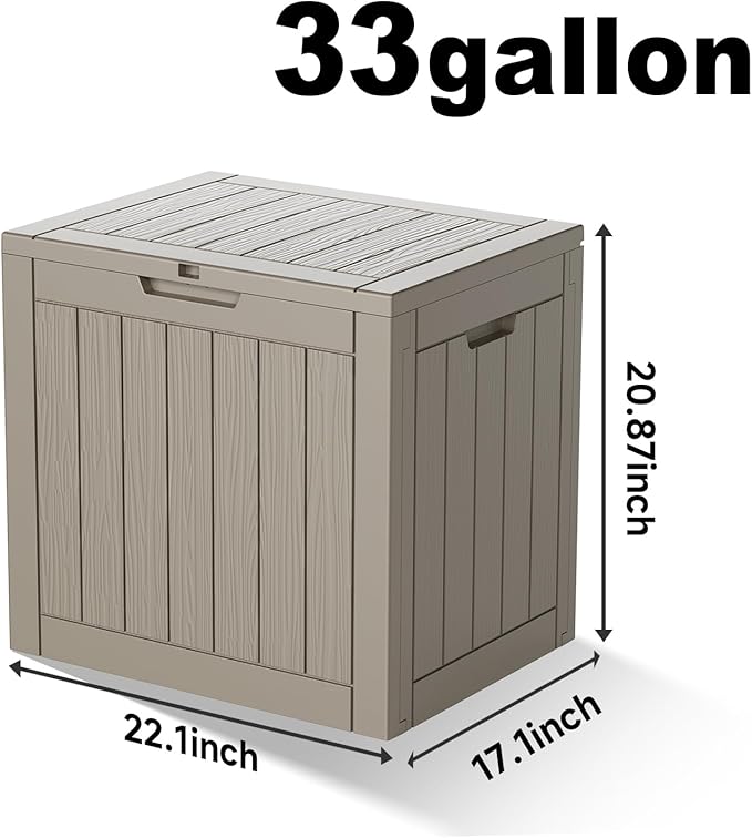 EasyUp 33Gal Outdoor Deck Box, Lager Patio Storage Box Indoor and Outdoor Use,Resin Storage Bin for Patio Furniture Cushions Garden Tools, Package Delivery (Gray) - Image 2