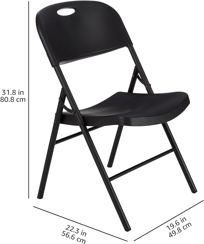 Amazon Basics Sturdy Foldable Plastic Chair, Portable, 350-Pound Capacity, Black, 6-Pack - Image 3