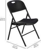 Amazon Basics Sturdy Foldable Plastic Chair, Portable, 350-Pound Capacity, Black, 6-Pack - Image 3