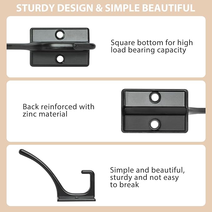 12 Pack Coat Hooks, Heavy Duty Coat Hooks Wall Mounted - Image 5