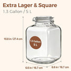ComSaf Rice Container 5L, Flour Sugar Storage Containers, Glass Jars - Image 2