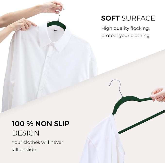 HOUSE DAY Premium Velvet Hangers 50 Pack, Non-Slip Flocked Felt Hangers - Image 4