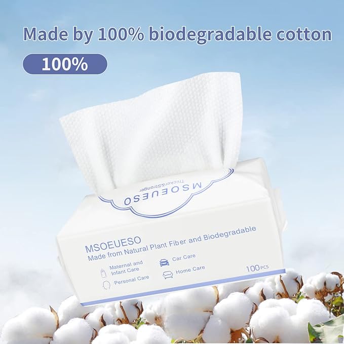 Disposable Face Towel, MSOEUESO Cotton Facial Tissues, Dry Face Cloths - Image 6