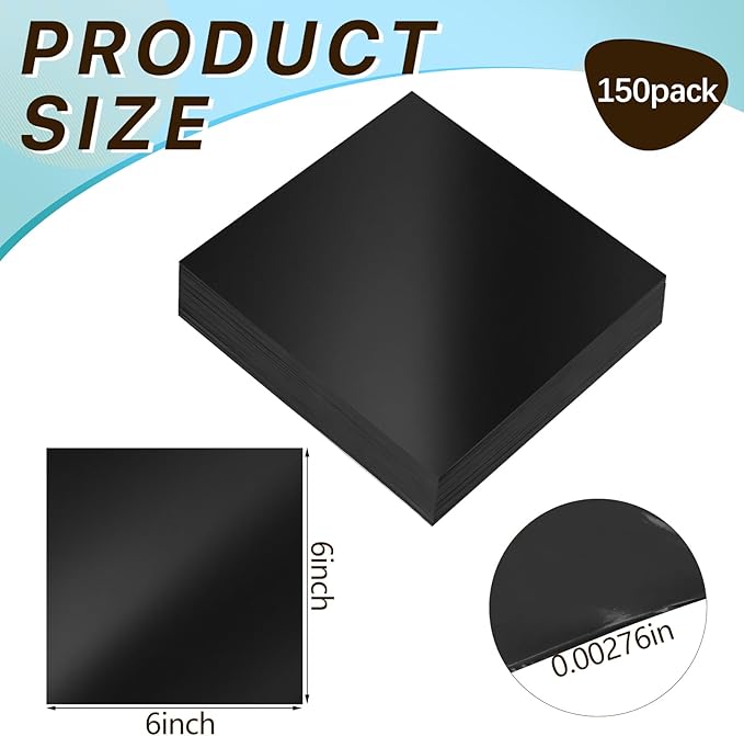 150 Packs Aluminum Metal Crafts DIY Foil 6 Inch x 6 Inch x 0.07 mm Thick - Image 2