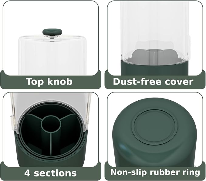 Toothbrush Holder with Cover 360 Rotating 4 Compartments Bathroom Toothpaste - Image 8