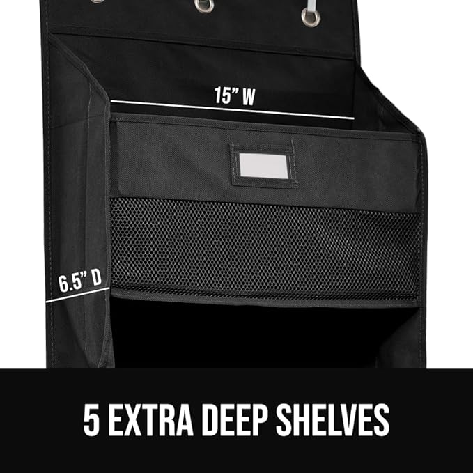 GORILLA GRIP Over The Door Organizer Storage, 5 Deep Hanging Shelves, Holds - Image 4
