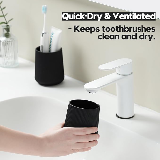 Black Striped Toothbrush Holder - Image 3