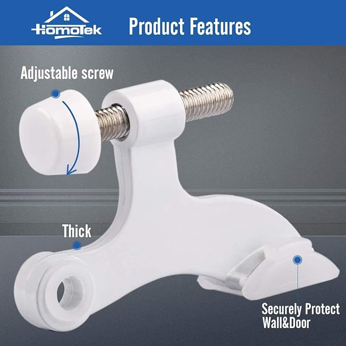 HOMOTEK 48 Pack Hinge Pin White Door Stopper, Adjustable Deluxe Heavy Duty Door - Image 2