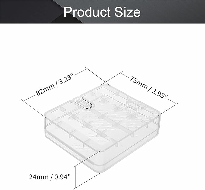 Fielect 4 x 18650 Battery Storage Case Holder Organizer Box Transparent - Image 2
