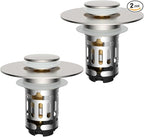 Hibbent 2 Pack Upgraded 3 in 1 Bathroom Sink Drain Strainer, Universal Pop Up by Hibbent