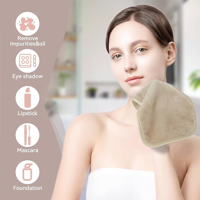 Nugilla Makeup Remover Cloths, 8 Packs Makeup Remover Towels Reusable Face Wash - Image 2