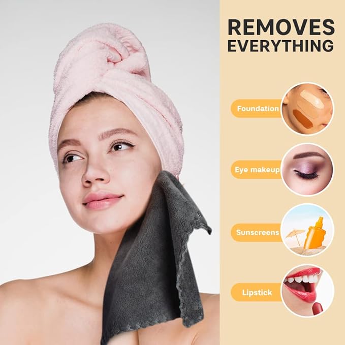 SUNLAND Microfiber Face Cloth Reusable Makeup Remover Facial Cleansing Towel - Image 2