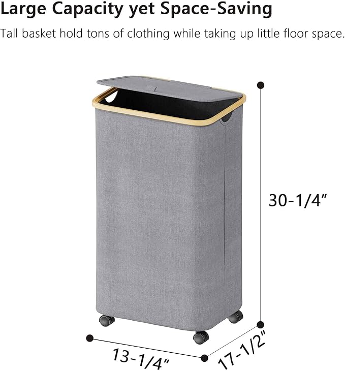 SUOCO Laundry Hamper on Wheels 100L, Clothes Basket - Image 6