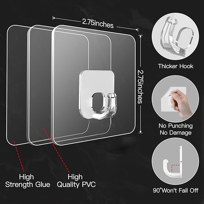 Large Adhesive Hooks, 33lb Heavy Duty Utility Hooks - Image 4