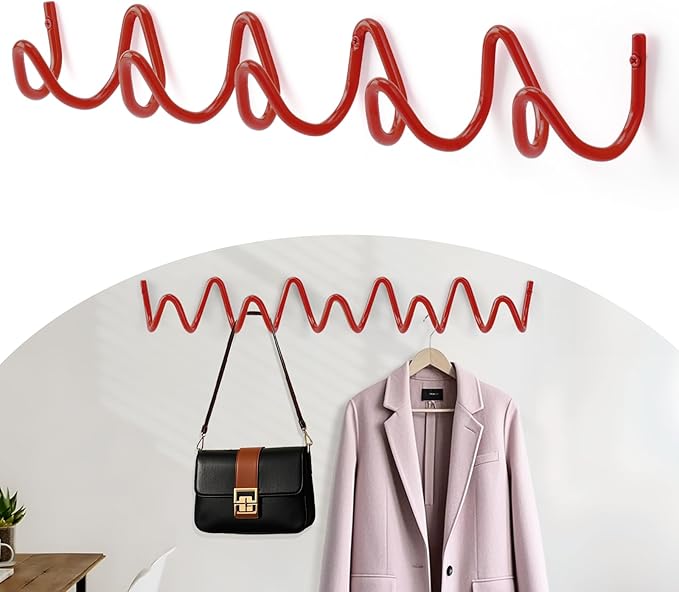 Coat Rack Wall Mount, Creative Wave Wall Hooks 20KG Capacity, Easy Installation by Bumtosc