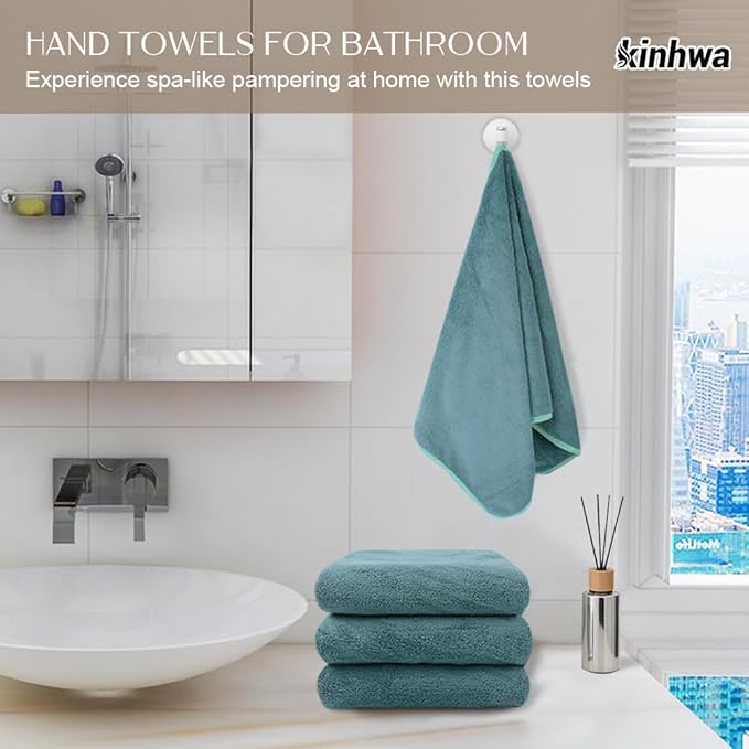 KinHwa Microfiber Hand Towels for Bathroom Soft and Absorbent Face Towels Grey - Image 4
