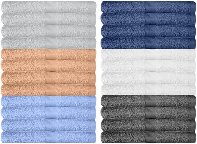 24 Pack Wash Cloths | Multicolour 100% Cotton Extra Absorbent Face Towels | Soft by KAHAF+COLLECTION