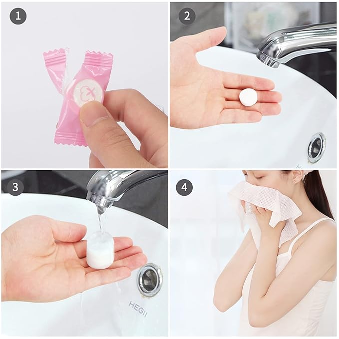 Classycoo Compressed Towel 200 PCS Mini Tablets Disposable Portable Face Towel - Image 5