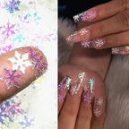 Snowflake Glitter Nail Art Sequins, 3D Christmas Snowflake Sparkly Flakes Design - Image 4