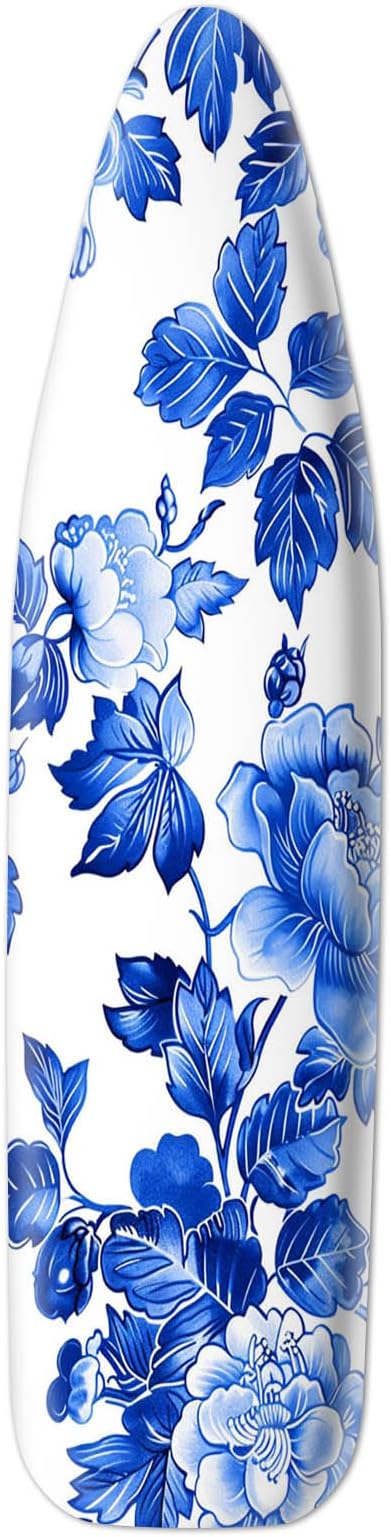 Classic Blue Floral Ironing Board Cover Stretch Fabric by HOMETITUTE
