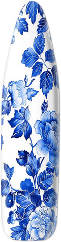 Classic Blue Floral Ironing Board Cover Stretch Fabric by HOMETITUTE