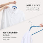 HOUSE DAY Premium Velvet Hangers 50 Pack Blue, Non-Slip Flocked Felt Hangers - Image 5