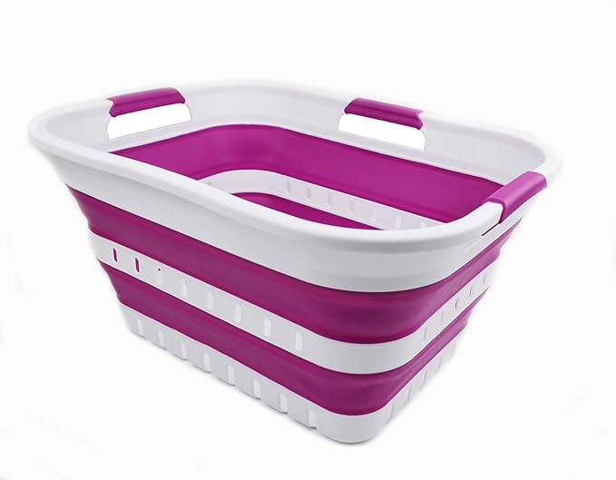 SAMMART 30L Collapsible 3 Handled Plastic Laundry Basket by SAMMART