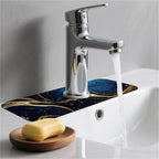 Kitchen Sink Splash Guard，Blue and gold marble texture Faucet Mat Sink - Image 2
