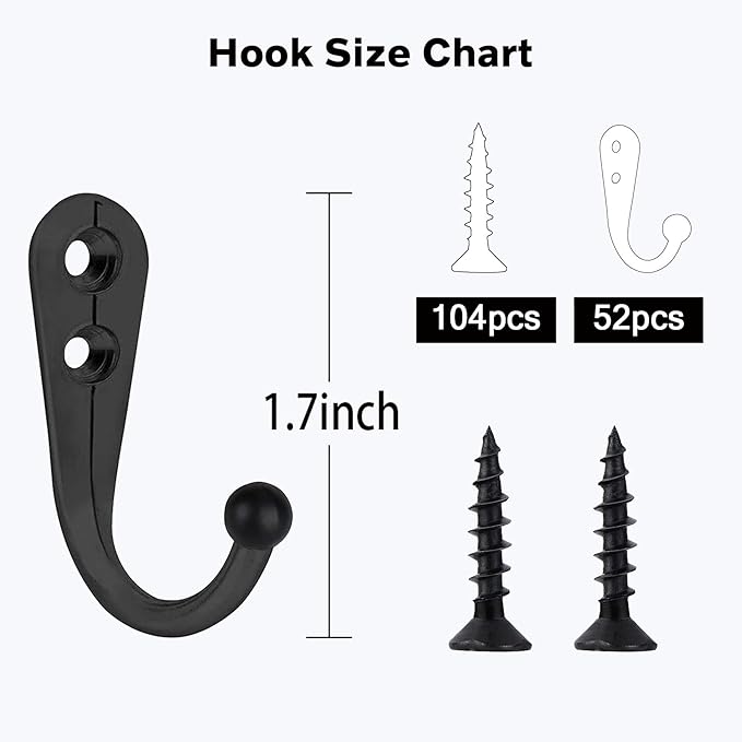 Coat Hooks-52 Pack Farmhouse Hooks - Image 2