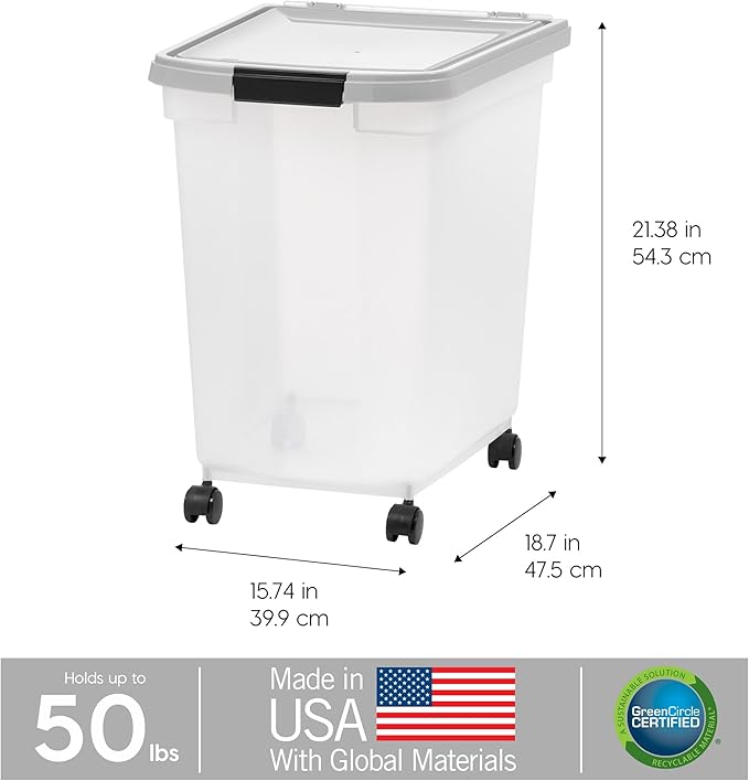 IRIS USA Airtight Dog Food Storage Container, WeatherPro, Removable Wheels - Image 3