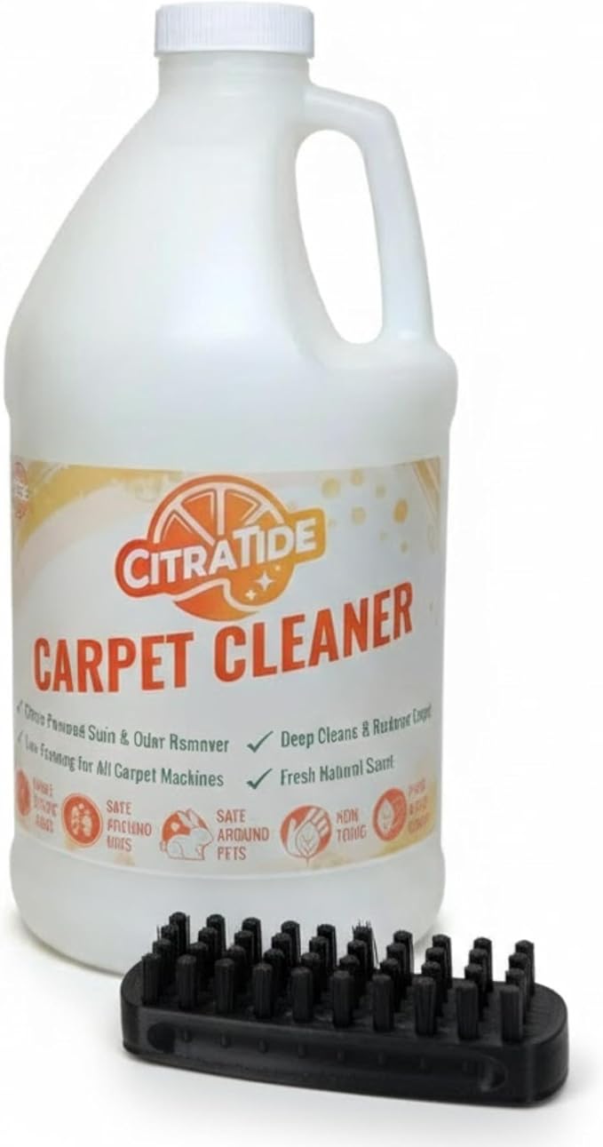 Carpet Cleaner Concentrate + Free Scouring brush – USA Made Enzymatic Citrus by CITRATIDE