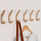 Wooden Coat Hooks for Wall, 6 Pack Wall Mounted Natural Wood Hooks, Modern by CRSWHA